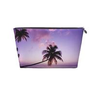 EZDLOWVBA Purple Coconut Tree Print Makeup Bag Cosmetic Bag for Purse Travel Make Up Organizer for Handbag,Waterproof Beauty Pouch for Women and Girls