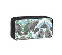 EZDLOWVBA Rabbits Manatees Print Portable Student Kids Pencil Case Pen Bag Durable Stationery Pouch,Capacity Bag Pouch Holder
