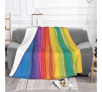 EZDLOWVBA Rainbow Color Stripe Print Fleece Throw Blanket For Couch Sofa Bed, Cozy Fuzzy Soft Lightweight Warm Blankets For All Seasons