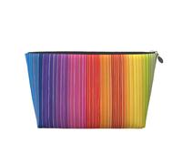 EZDLOWVBA Rainbow Color Stripe Print Makeup Bag Cosmetic Bag for Purse Travel Make Up Organizer for Handbag,Waterproof Beauty Pouch for Women and Girls