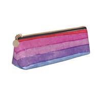 EZDLOWVBA Rainbow Colored Striped Print Cute Pencil Case for Girls Boys,Leather Stationery Organizer Box School Office Supplies Case