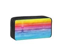 EZDLOWVBA Rainbow Colored Striped Print Portable Student Kids Pencil Case Pen Bag Durable Stationery Pouch,Capacity Bag Pouch Holder