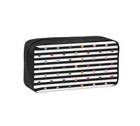 EZDLOWVBA Rainbow Polka Dot Stripe Black and White Print Pencil Case for Boys Girls Secondary School Pen Holder for Kids Girls Pen Pouch Pencil Bag Office College Stationery