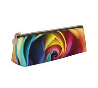 EZDLOWVBA Rainbow Rose Flower Print Cute Pencil Case for Girls Boys,Leather Stationery Organizer Box School Office Supplies Case