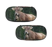 EZDLOWVBA Real Swiss Cow Brown Print Pencil Cases Boys Girls Lovely Pencilcase with Zip Organizer for Students Pencil Case for Daughter Son Desk Pencil Pouch