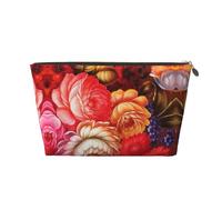 EZDLOWVBA Red Beautiful Flower Print Makeup Bag Cosmetic Bag for Purse Travel Make Up Organizer for Handbag,Waterproof Beauty Pouch for Women and Girls