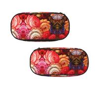 EZDLOWVBA Red Beautiful Flower Print Pencil Cases Boys Girls Lovely Pencilcase with Zip Organizer for Students Pencil Case for Daughter Son Desk Pencil Pouch