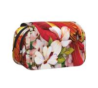 EZDLOWVBA Red Birds Design Print Pencil Case Large Capacity Pen Pouch Pencil Bag with 2 Compartments Pen Holder Organizer Stationery Bag