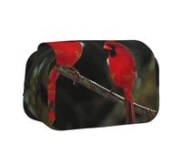 EZDLOWVBA Red Birds Fauna Wild Print Pencil Case Large Capacity Pen Pouch Pencil Bag with 2 Compartments Pen Holder Organizer Stationery Bag
