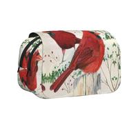 EZDLOWVBA Red Birds Print Pencil Case Large Capacity Pen Pouch Pencil Bag with 2 Compartments Pen Holder Organizer Stationery Bag