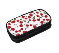 EZDLOWVBA Red Cherries Print Pencil Cases Boys Girls Lovely Pencilcase with Zip Organizer for Students Pencil Case for Daughter Son Desk Pencil Pouch