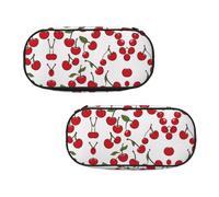 EZDLOWVBA Red Cherries Print Pencil Cases Boys Girls Lovely Pencilcase with Zip Organizer for Students Pencil Case for Daughter Son Desk Pencil Pouch