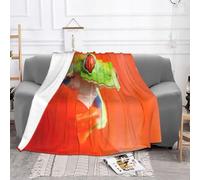 EZDLOWVBA Red Eyes Tree Frogs Print Fleece Throw Blanket For Couch Sofa Bed, Cozy Fuzzy Soft Lightweight Warm Blankets For All Seasons