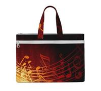 EZDLOWVBA Red Flame Music Note Print Canvas Tote File Bag Suitable For Studying, Traveling, Traveling, Commuting, Etc.