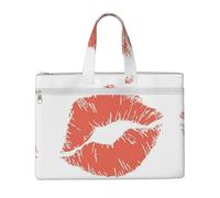EZDLOWVBA Red Kiss Print Canvas Tote File Bag Suitable For Studying, Traveling, Traveling, Commuting, Etc.