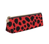 EZDLOWVBA Red Leopard Pattern Print Cute Pencil Case for Girls Boys,Leather Stationery Organizer Box School Office Supplies Case