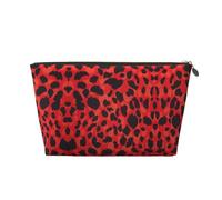 EZDLOWVBA Red Leopard Pattern Print Makeup Bag Cosmetic Bag for Purse Travel Make Up Organizer for Handbag,Waterproof Beauty Pouch for Women and Girls