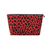 EZDLOWVBA Red Leopard Pattern Print Makeup Bag Cosmetic Bag for Purse Travel Make Up Organizer for Handbag,Waterproof Beauty Pouch for Women and Girls