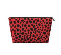 EZDLOWVBA Red Leopard Pattern Print Makeup Bag Cosmetic Bag for Purse Travel Make Up Organizer for Handbag,Waterproof Beauty Pouch for Women and Girls