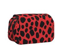 EZDLOWVBA Red Leopard Pattern Print Pencil Case Large Capacity Pen Pouch Pencil Bag with 2 Compartments Pen Holder Organizer Stationery Bag