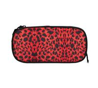 EZDLOWVBA Red Leopard Pattern Print Pencil Cases Boys Girls Lovely Pencilcase with Zip Organizer for Students Pencil Case for Daughter Son Desk Pencil Pouch