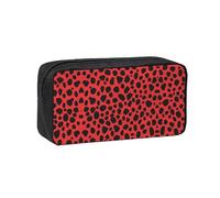 EZDLOWVBA Red Leopard Pattern Print Portable Student Kids Pencil Case Pen Bag Durable Stationery Pouch,Capacity Bag Pouch Holder