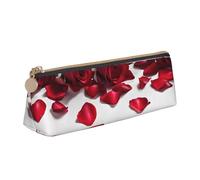 EZDLOWVBA Red Rose Petals Print Cute Pencil Case for Girls Boys,Leather Stationery Organizer Box School Office Supplies Case
