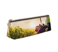 EZDLOWVBA Red Wine Print Cute Pencil Case for Girls Boys,Leather Stationery Organizer Box School Office Supplies Case