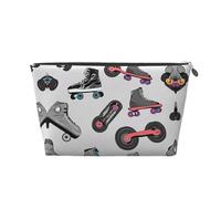 EZDLOWVBA Retro Colorful Roller Skates Print Makeup Bag Cosmetic Bag for Purse Travel Make Up Organizer for Handbag,Waterproof Beauty Pouch for Women and Girls