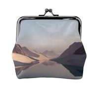 EZDLOWVBA River Sand Dunes Print Double Clasp Metal Frame Leather Kiss Lock Change Pouch Wallet for Women with Keys, Small Purses