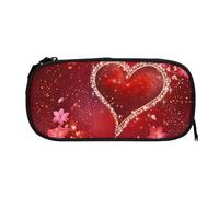 EZDLOWVBA Romantic Heart Print Pencil Cases Boys Girls Lovely Pencilcase with Zip Organizer for Students Pencil Case for Daughter Son Desk Pencil Pouch