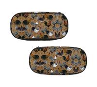 EZDLOWVBA Rooster and Chicken Print Print Pencil Cases Boys Girls Lovely Pencilcase with Zip Organizer for Students Pencil Case for Daughter Son Desk Pencil Pouch