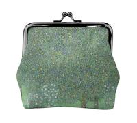 EZDLOWVBA Rose Bushes Under Trees Print Double Clasp Metal Frame Leather Kiss Lock Change Pouch Wallet for Women with Keys, Small Purses