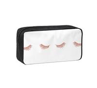 EZDLOWVBA Rose Gold Eyelashes Print Portable Student Kids Pencil Case Pen Bag Durable Stationery Pouch,Capacity Bag Pouch Holder