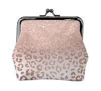EZDLOWVBA Rose Gold Glitter Print Double Clasp Metal Frame Leather Kiss Lock Change Pouch Wallet for Women with Keys, Small Purses