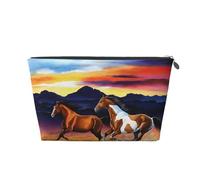EZDLOWVBA Running Horses Print Makeup Bag Cosmetic Bag for Purse Travel Make Up Organizer for Handbag,Waterproof Beauty Pouch for Women and Girls