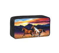 EZDLOWVBA Running Horses Print Portable Student Kids Pencil Case Pen Bag Durable Stationery Pouch,Capacity Bag Pouch Holder