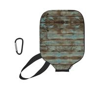 EZDLOWVBA Rustic Old Barn Wood Print Pickleball Paddle Cover, Neoprene Racket Sleeve with Zipper, 11.6'' * 8.7'' Soft & Durable Pickleball Paddle Protection Cover