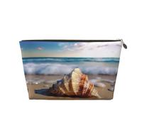 EZDLOWVBA Sea Wave Seashell Print Makeup Bag Cosmetic Bag for Purse Travel Make Up Organizer for Handbag,Waterproof Beauty Pouch for Women and Girls