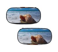 EZDLOWVBA Seaside Conch Print Pencil Cases Boys Girls Lovely Pencilcase with Zip Organizer for Students Pencil Case for Daughter Son Desk Pencil Pouch