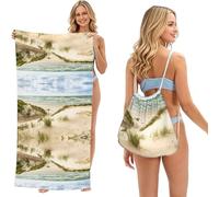 EZDLOWVBA Seaside Grand Tidal Print Beach Towel Backpack 2 In 1 Summer Large Lightweight Beach Towel - Multifunctional Ship Pattern Towel Bag For Storage,Sport