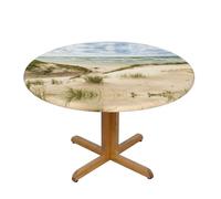EZDLOWVBA Seaside Grand Tidal print Round Tablecloth with Elastic Fits Tables Outdoor Tablecloth,Stain Resistant Table Cover for Kitchen Dining Parties