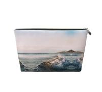 EZDLOWVBA Seaside Water Wave Print Makeup Bag Cosmetic Bag for Purse Travel Make Up Organizer for Handbag,Waterproof Beauty Pouch for Women and Girls