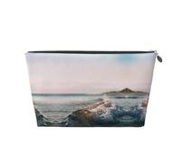 EZDLOWVBA Seaside Water Wave Print Makeup Bag Cosmetic Bag for Purse Travel Make Up Organizer for Handbag,Waterproof Beauty Pouch for Women and Girls