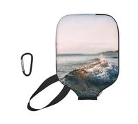 EZDLOWVBA Seaside Water Wave Print Pickleball Paddle Cover, Neoprene Racket Sleeve with Zipper, 11.6'' * 8.7'' Soft & Durable Pickleball Paddle Protection Cover