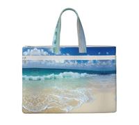 EZDLOWVBA Serene Coastal Print Canvas Tote Bag,Business Briefcase Bag for Office Travel