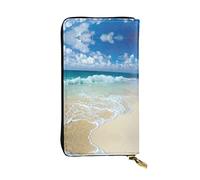 EZDLOWVBA Serene Coastal Print Women Wallets,Large Capacity Clutch Purse for Women Ladie Men Wallet Clearance Credit Card Holder Pu Handbag