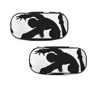 EZDLOWVBA Silhouettes of Martial Arts Print Print Pencil Cases Boys Girls Lovely Pencilcase with Zip Organizer for Students Pencil Case for Daughter Son Desk Pencil Pouch