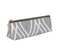 EZDLOWVBA Silver Geometric Figure Print Cute Pencil Case for Girls Boys,Leather Stationery Organizer Box School Office Supplies Case