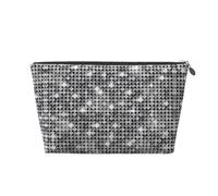 EZDLOWVBA Silver Sequin Sparkle Pattern Print Makeup Bag Cosmetic Bag for Purse Travel Make Up Organizer for Handbag,Waterproof Beauty Pouch for Women and Girls